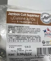 Cantidad de azúcar en Jambon cuit supérieur Cuisiné à l'os