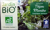 Quantité de sucre dans Infusion Thym Menthe fraîcheur tonique Jardin Bio