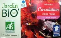 Quantité de sucre dans Infusion Circulation vigne rouge Jardin Bio