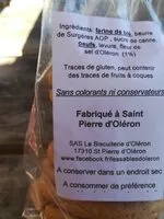 Sucre et nutriments contenus dans Sas la biscuiterie d oleron