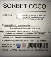 Suhkru kogus sees Sorbet coco