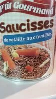 Quantité de sucre dans Saucisses de volaille aux lentilles