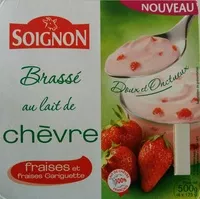 Suhkru kogus sees Brassé au lait de chèvre fraises et fraises Gariguette