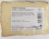 Quantité de sucre dans Tomme de montagne