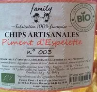 Quantité de sucre dans Chips artisanales - piment d’Espelette nº 003