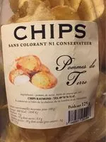 Sucre et nutriments contenus dans Chips raymond