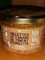 入っている砂糖の量 Rillettes de canard au piment d'Espelette