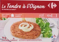 Zuckermenge drin Ultra moelleux à l'oignon* *Préparation à 51 % de viande bovine hachée avec protéines végétales de soja, assaisonnée à l'oignon, crue, surgelée.
