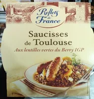 Sokerin määrä sisällä Saucisses de Toulouse Aux lentilles vertes du Berry IGP