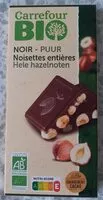 入っている砂糖の量 Chocolat noir noisettes entières