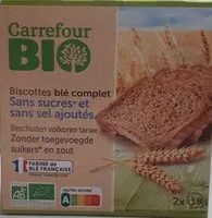 İçindeki şeker miktarı Biscottes blé complet Sans sucres et sans sel ajoutés