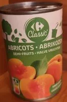 入っている砂糖の量 Abricots demi-fruits