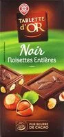 入っている砂糖の量 Chocolat noir noisettes entière