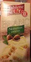 入っている砂糖の量 Chocolat Tablette d'Or blanc Noisettes entieres