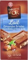 Sokerin määrä sisällä Chocolat au lait aux amandes brisées caramélisées et pointe de sel