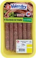चीनी की मात्रा Saucisses volaille Volandry Aux herbes
