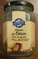 入っている砂糖の量 Citrons de Corse 25% de fruits