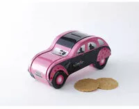 Suhkru kogus sees La Sablesienne - “2CV Pink” Plain Butter Shortbread, 100g (3.5oz) Tin