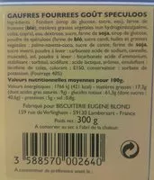 İçindeki şeker miktarı Gaufres fourrées goût speculoos