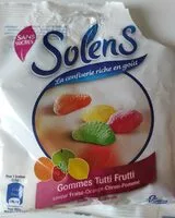 Quantité de sucre dans Solens Gommes Tutti Frutti