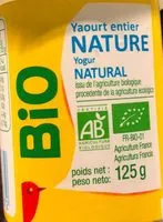 Quantité de sucre dans Yaourts entier NATURE issu de l'agriculture biologique