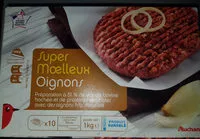 Zuckermenge drin Super moelleux à oignonsPréparation à 51% de viande bovine hachée et de protéines végétales avec des oignons frits, surgelée