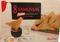 Jumlah gula yang masuk Samossas au bœuf, sauce chutney curry