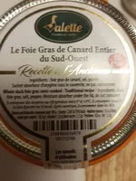Suhkru kogus sees Foie gras canard entier