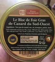 入っている砂糖の量 Bloc foie gras de canard du Sud Ouest