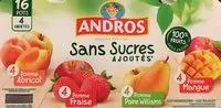 İçindeki şeker miktarı Compote Abricot-Fraise-Poire-Mangue Sans Sucres Ajoutés