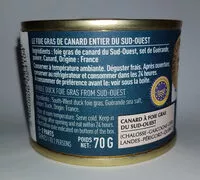 Количество сахара в foie gras entier du Sud Ouest
