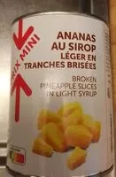 Sokerin määrä sisällä Ananas au sirop