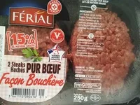 İçindeki şeker miktarı 2 steaks hachés pur bœuf façon bouchère (15% MG)