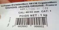 Quantité de sucre dans Oignon jaune
