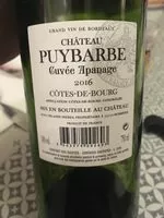 Sucre et nutriments contenus dans Chateau puybarbe