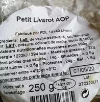 Jumlah gula yang masuk Petit Livarot Aoc 22 %