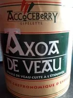 Quantité de sucre dans Axoa de veau