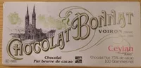 Amount of sugar in Chocolat Bonnat Ceylan