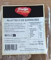 Cantidad de azúcar en Rillettes d oie supérieur prestige de la sartje