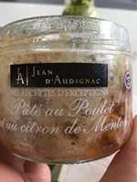Amount of sugar in Pate au poulet et au citron de menton