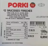 Sucre et nutriments contenus dans Porki