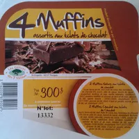 Amount of sugar in 4 Muffins - assortis aux éclats de chocolat