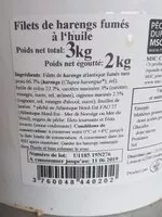 İçindeki şeker miktarı Filets de harengs fumés à l'huile