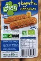 चीनी की मात्रा Baguettes viennoises