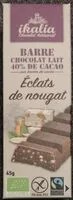 入っている砂糖の量 Barre chocolat lait 40% de cacao