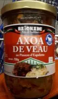 Suhkru kogus sees Axoa de veau