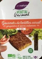 入っている砂糖の量 Gourmets de Lentilles Corail Gingembre et épices Indiennes au Lupin