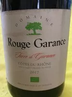 Sucre et nutriments contenus dans Domaine rouge garance