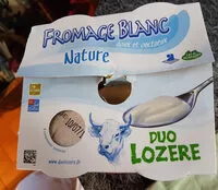 Sokerin määrä sisällä Fromage blanc doux et onctueux DUO LOZERE, 8,2%MG