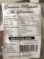 Sucre et nutriments contenus dans Pierre fanto